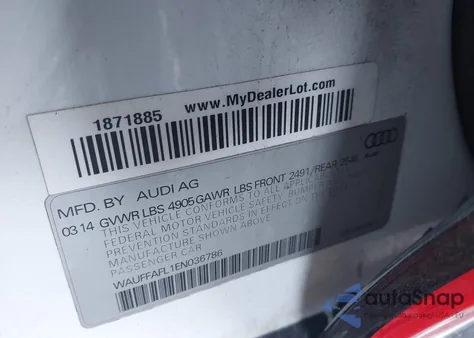 2014 Audi A4 2.0T Premium z USA, uszkodzony, nr VIN WAUFFAFL1EN036786